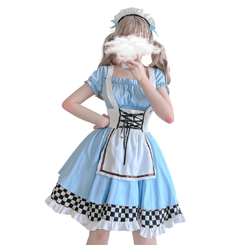 水色 ゴスロリ ロリータ ワンピース メイド エプロン アリス フリル 水色 ゴスロリ ロリータ ワンピース メイド エプロン アリス